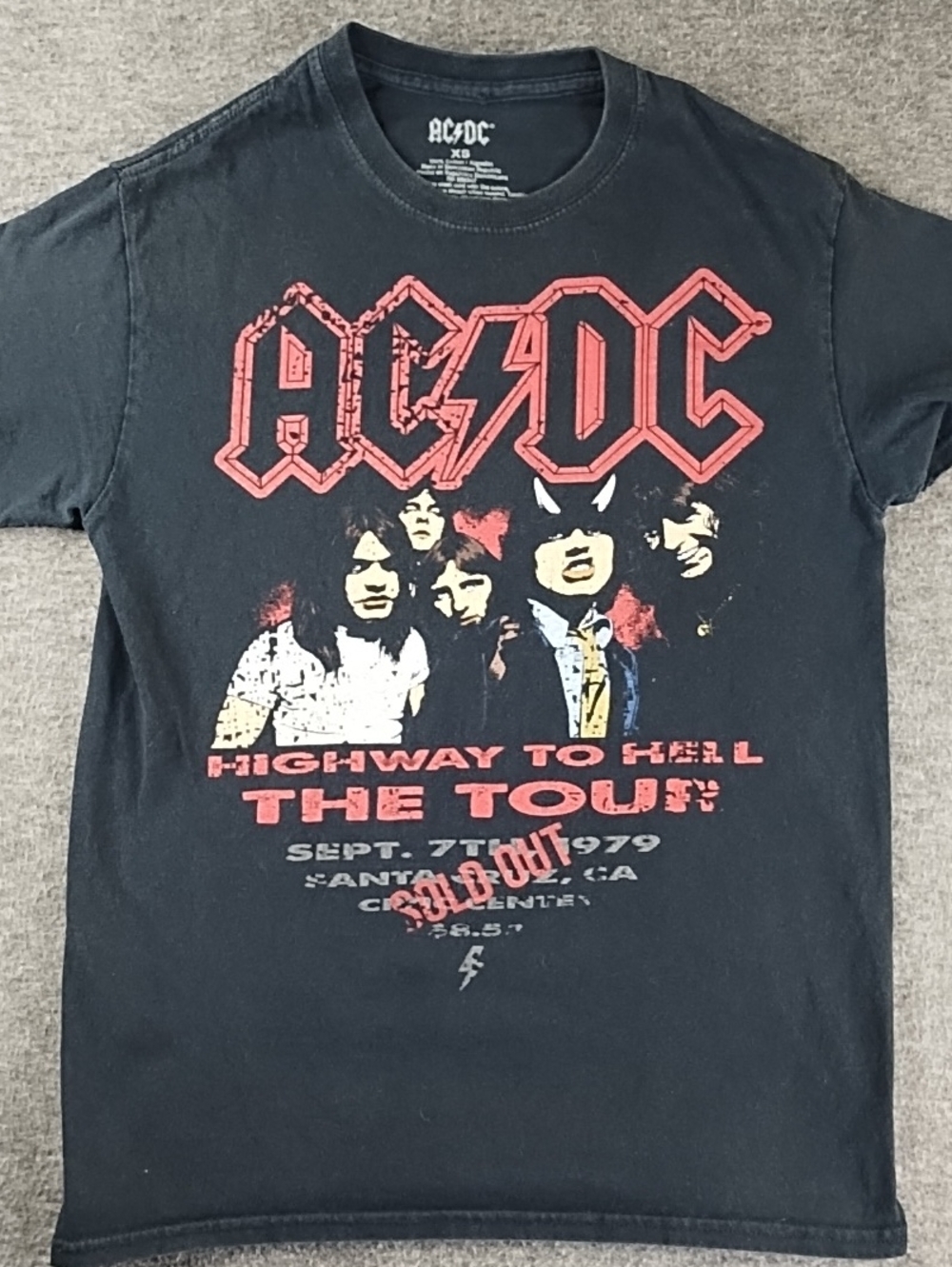 AC/DC Black Graphic 'Highway to Hell' Tour Tee with Red Print